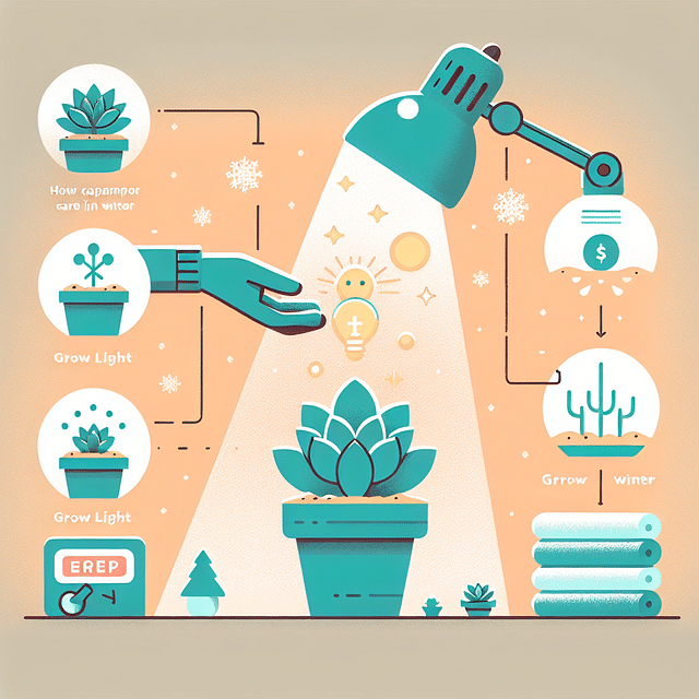 succulent with grow light in winter