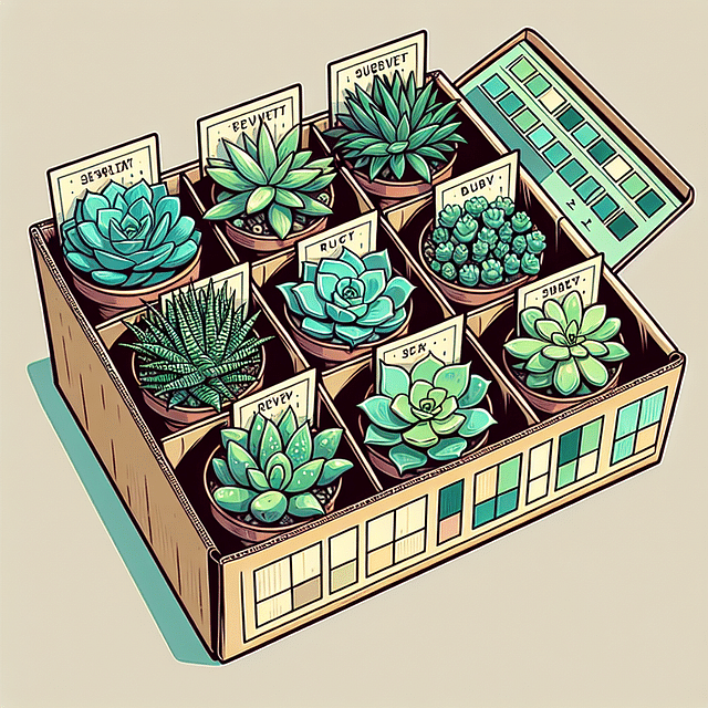 labeled and sealed box of succulents