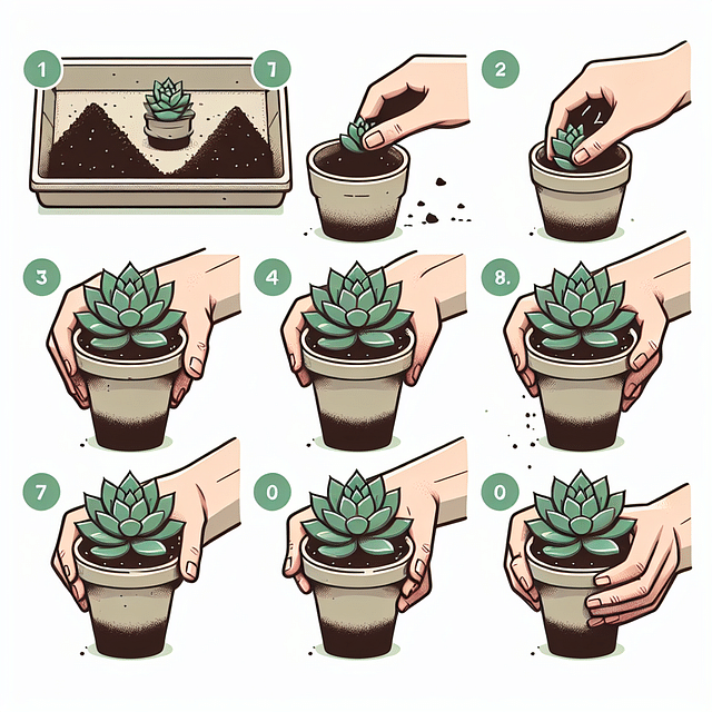securing succulent in biodegradable pot
