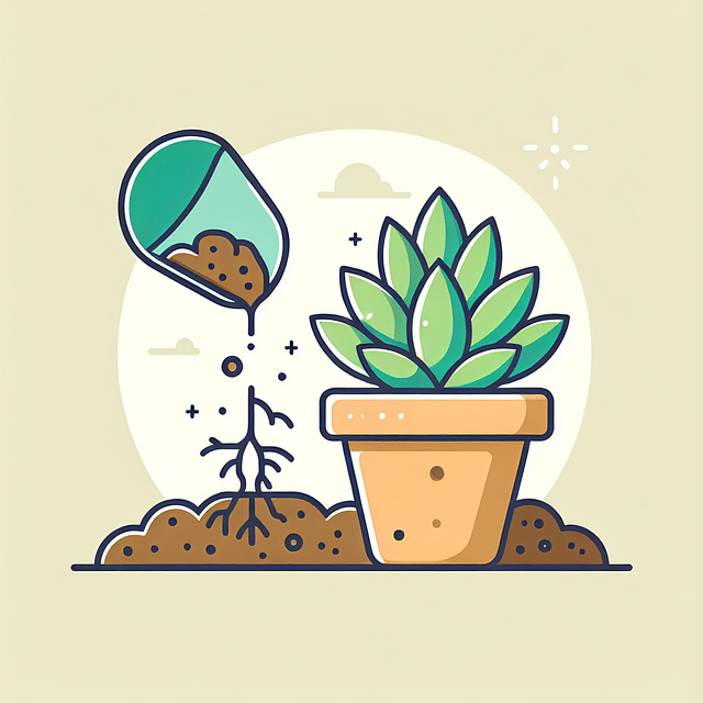 succulent with root ball next to appropriately sized pot