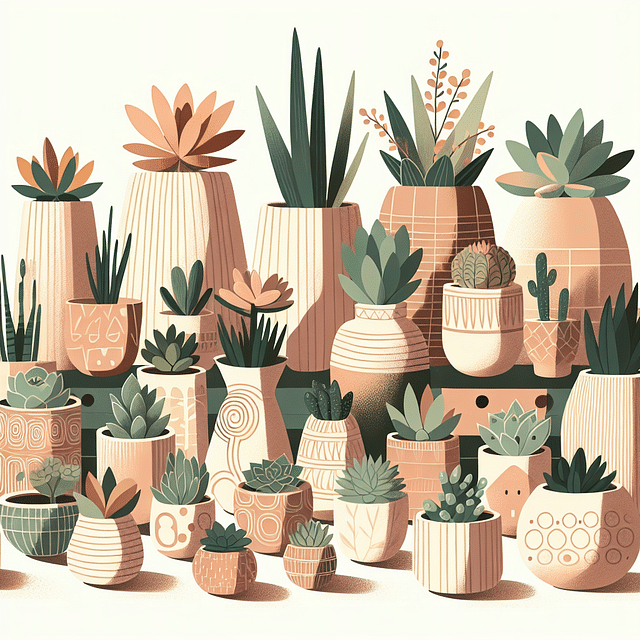 collection of quirky and minimalist succulent pots