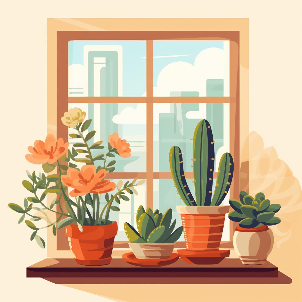 Succulent arrangement placed near a window