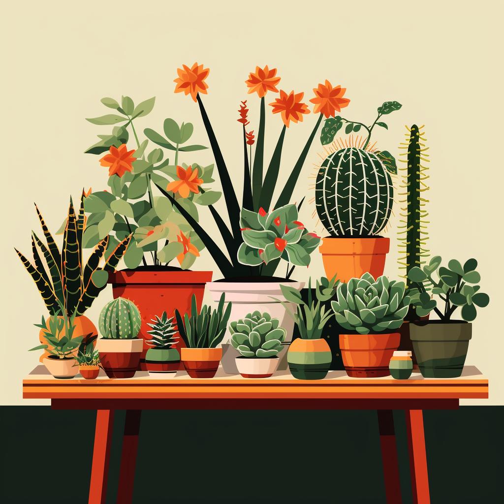 A variety of succulents on a table