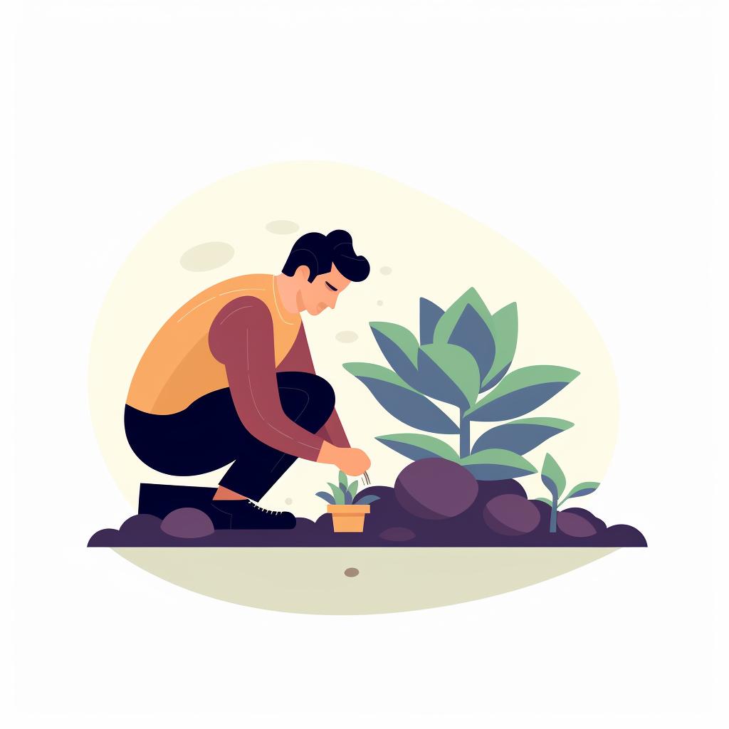 Person closely observing a succulent plant