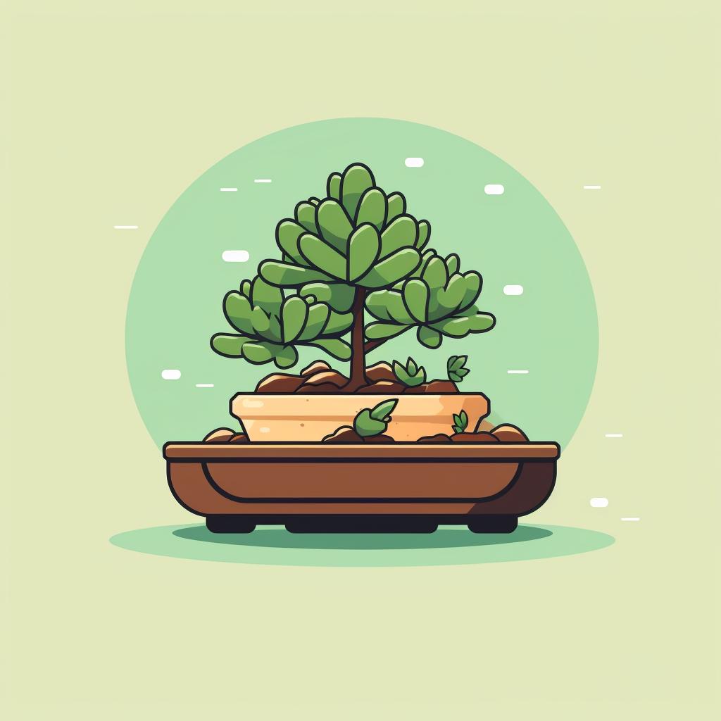 A succulent being planted in a bonsai pot