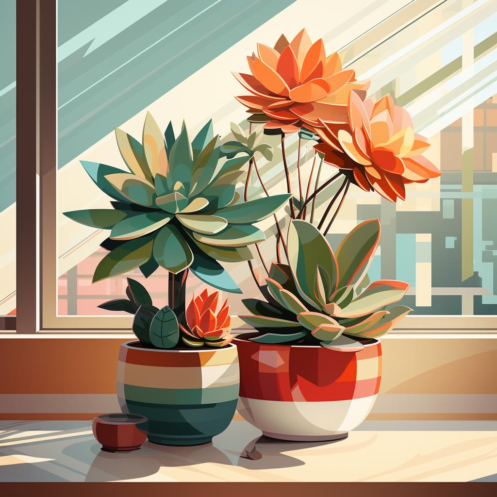 A succulent placed on a windowsill with bright, indirect sunlight.