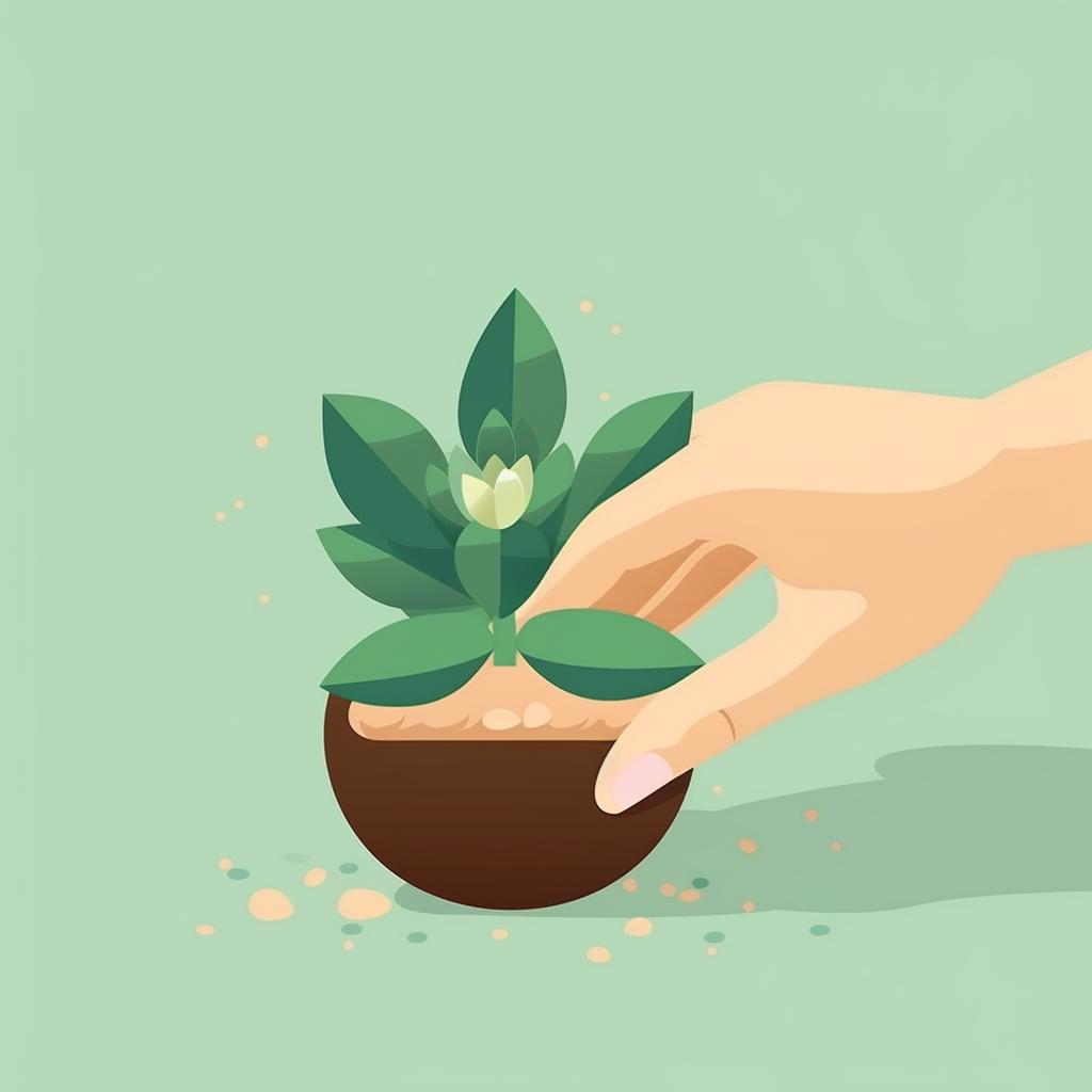 Hand gently twisting a leaf from a succulent plant