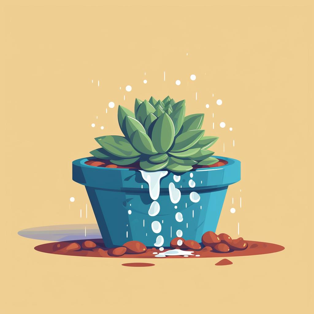 A succulent pot being drained of excess water