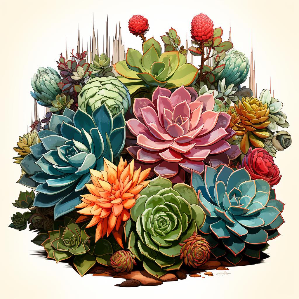 Medium-sized succulents being arranged around a larger central succulent.