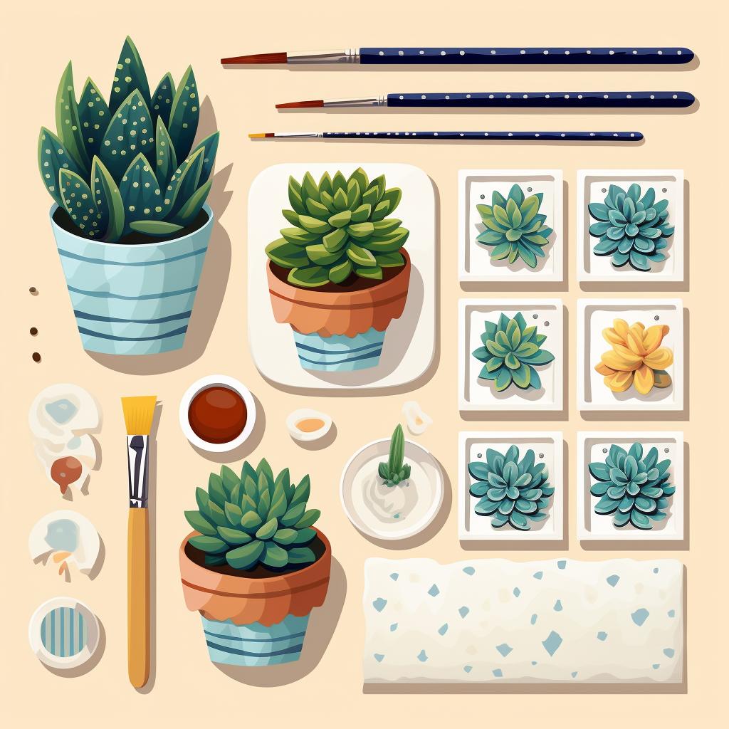 Materials laid out for making a succulent picture frame