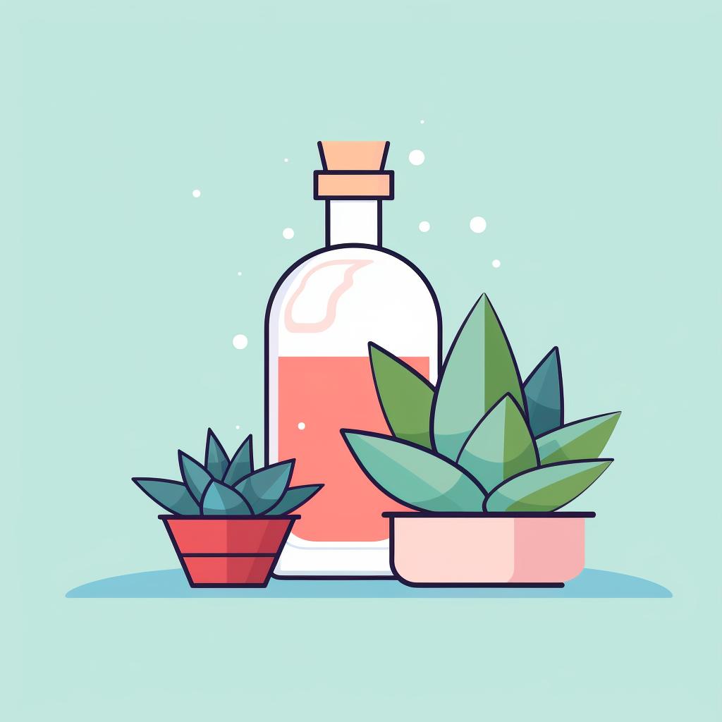A bottle of 70% isopropyl alcohol next to a succulent plant
