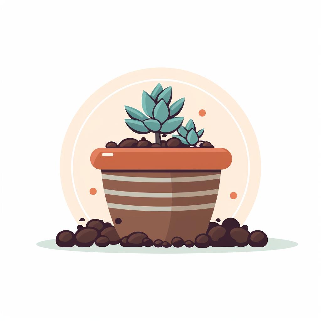 A succulent planted in a pot with drainage holes