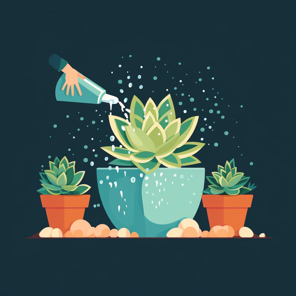 Watering a succulent plant